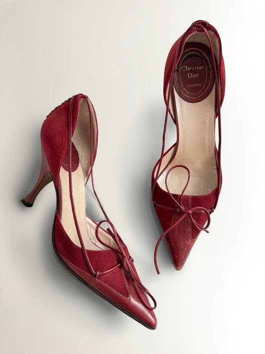 RARE Dior Burgundy 90s Bow Heels (EU 37)