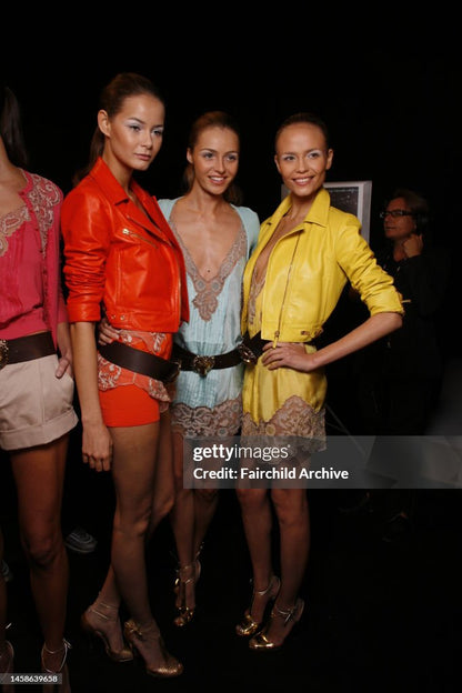 RUNWAY Blumarine 2008 Spring / Summer Silk Yellow Beaded Lace Dress (IT 44 / L)
