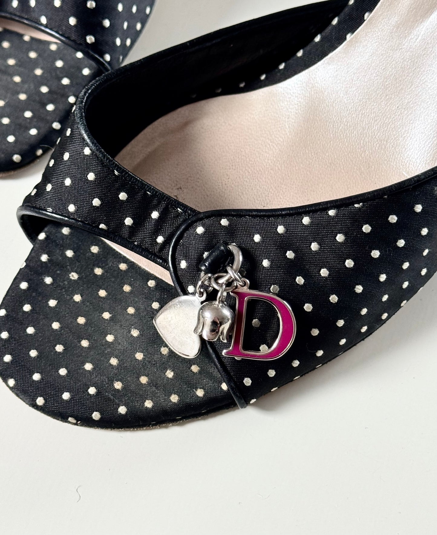 ICONIC Christian Dior Charms Black Polka Dot Heels (EU 39)