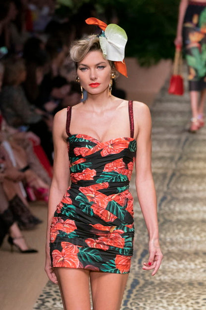 RUNWAY Dolce Gabbana S/S 2020 Hibiscus Corset Dress (L / IT 44)