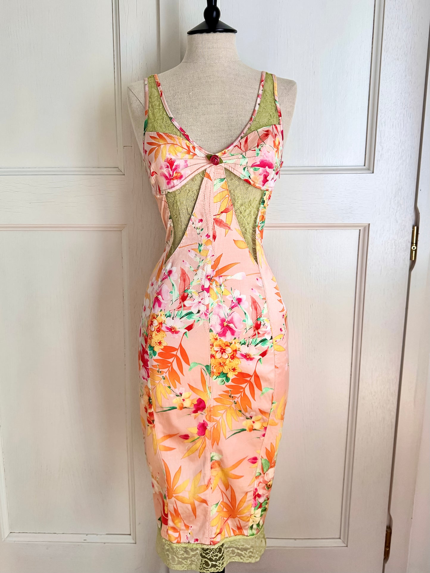 ICONIC Dolce Gabbana D&G S/S 2005 Tropical Peach Coral Dress (S and XS)