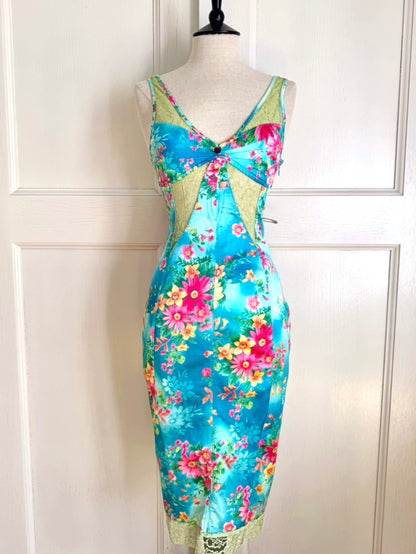 ICONIC Dolce Gabbana D&G S/S 2005 Tropical Turquoise Dress (XS-S)