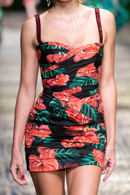 RUNWAY Dolce Gabbana S/S 2020 Hibiscus Corset Dress (L / IT 44)