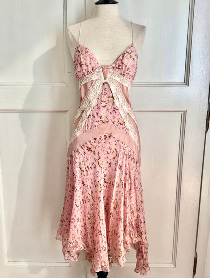 RUNWAY Dolce and Gabbana D&G Floral Silk Dress in Pink F/W 2004 (S)