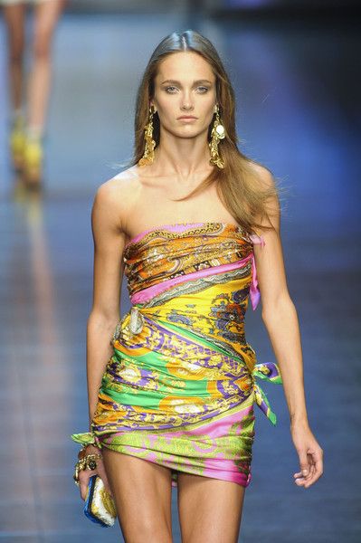 RUNWAY D&G 2012 Silk Print And Denim Dress (S / IT 38)
