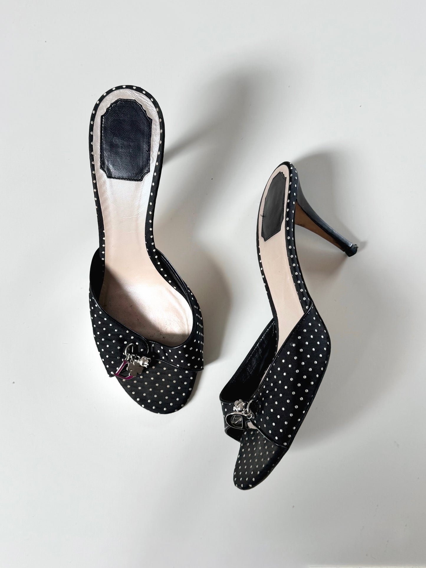 ICONIC Christian Dior Charms Black Polka Dot Heels (EU 39)
