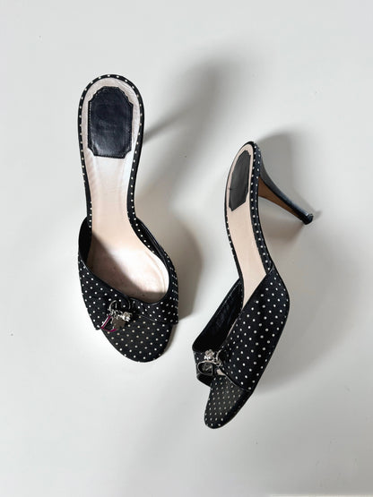 ICONIC Christian Dior Charms Black Polka Dot Heels (EU 39)