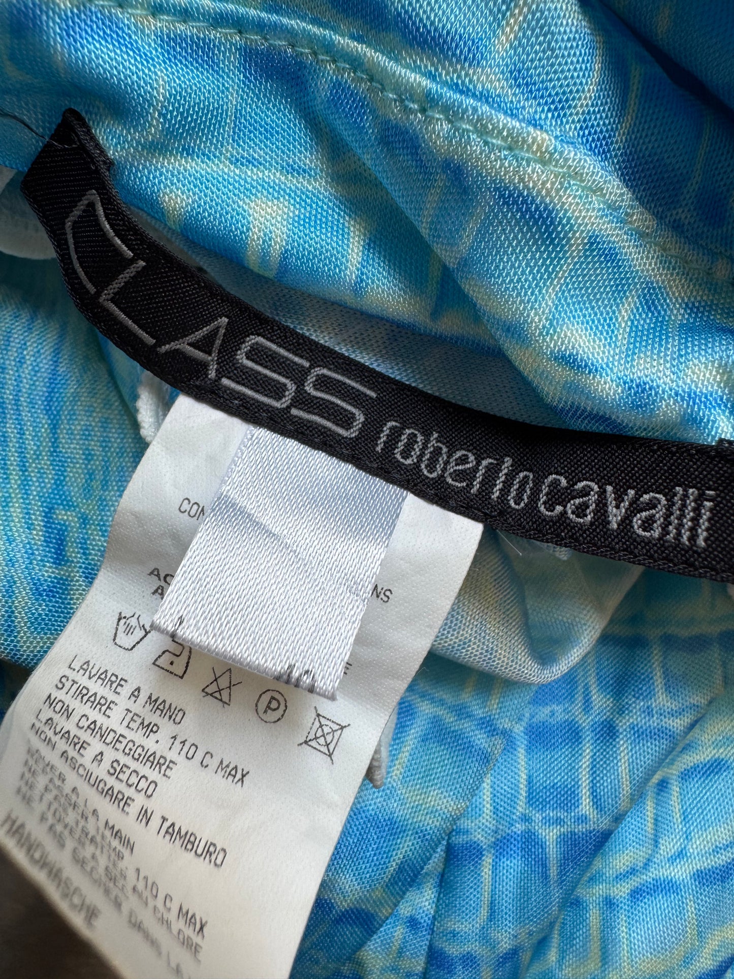 Roberto Cavalli Class Cavalli Blue Croc Rhinestone Dress (XS and S)