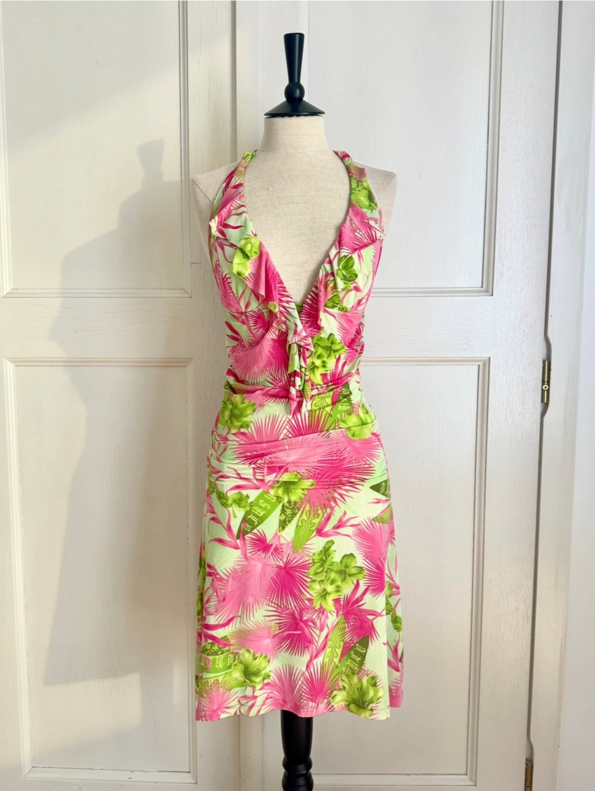 Versace S/S 2004 Ruffled Tropical Dress (M)