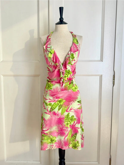 Versace S/S 2004 Ruffled Tropical Dress (M)