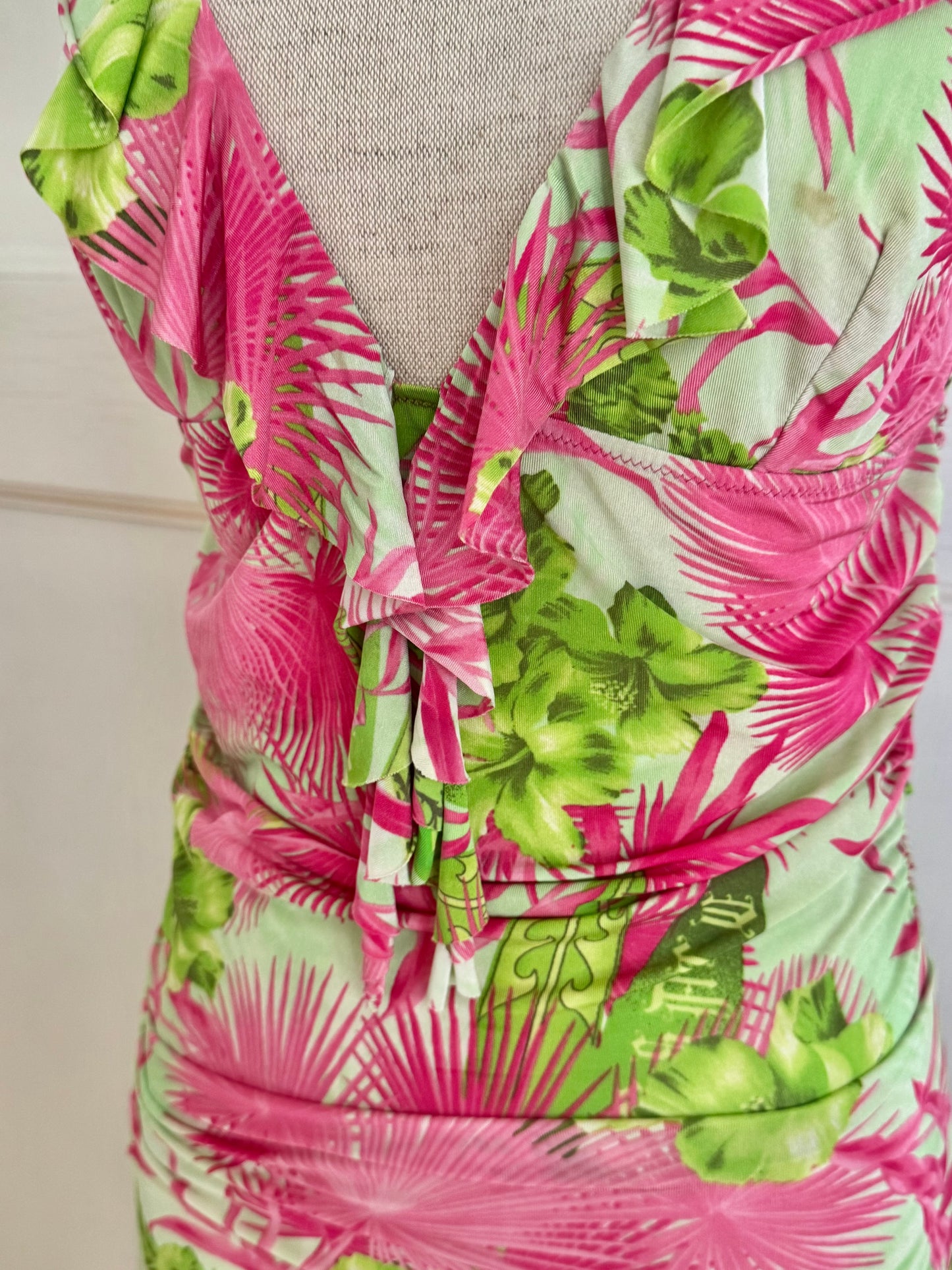Versace S/S 2004 Ruffled Tropical Dress (M)