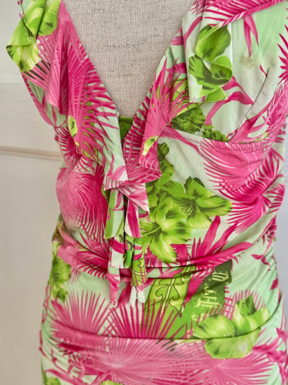 Versace S/S 2004 Ruffled Tropical Dress (M)