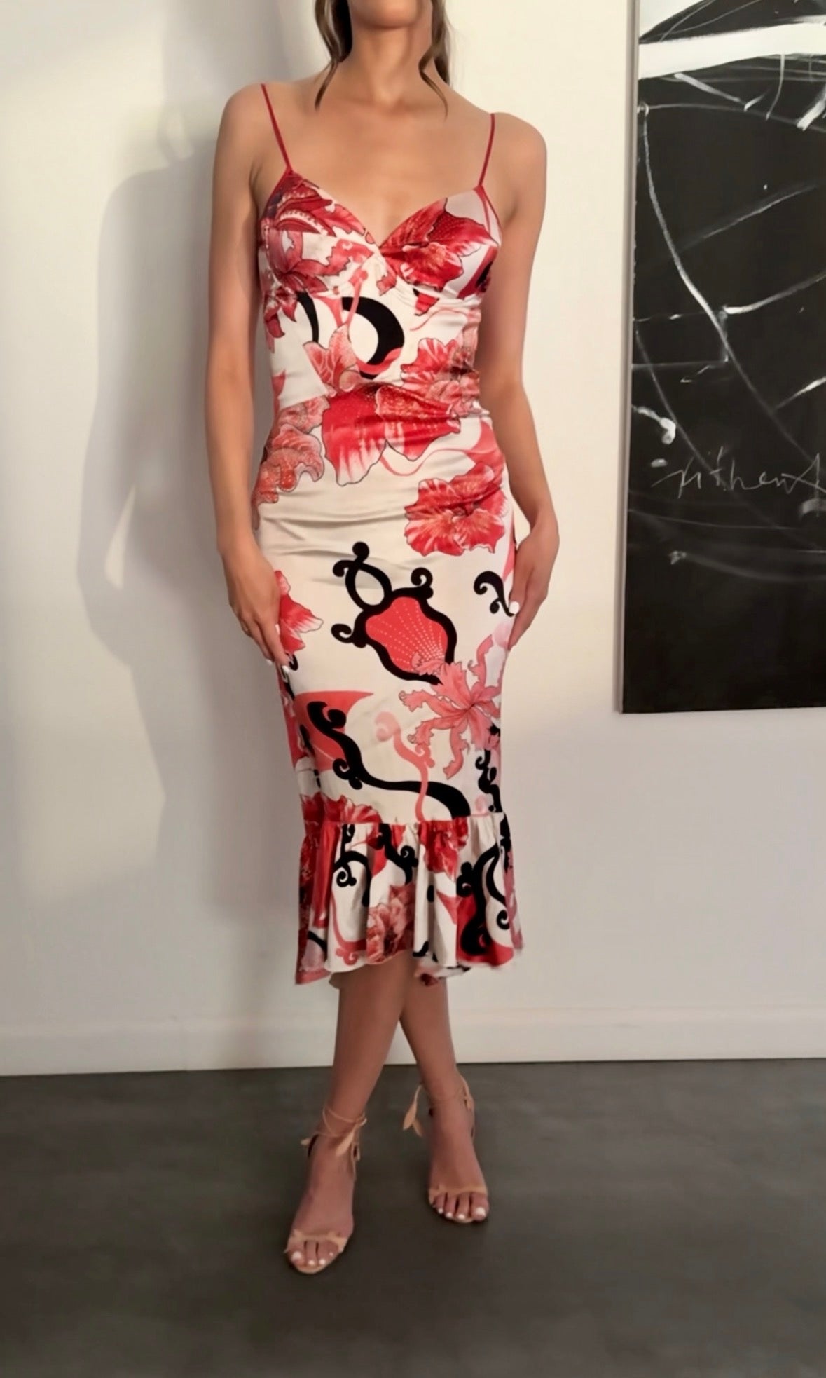 Just Cavalli Coral and Red S/S 2004 Mermaid Dress (L / IT 44)