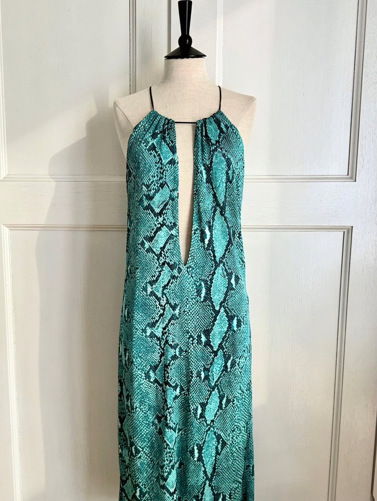 ☆ Gucci By Tom Ford S/S 2000 Turquoise Python Keyhole Midi Dress (M)