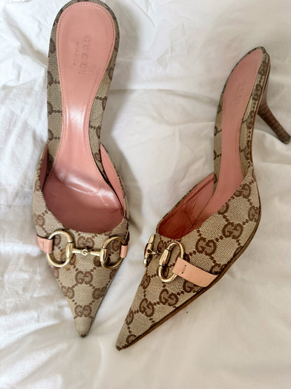 ICONIC Gucci by Tom Ford Monogram Horsebit Pink Mules (EU 39,5)