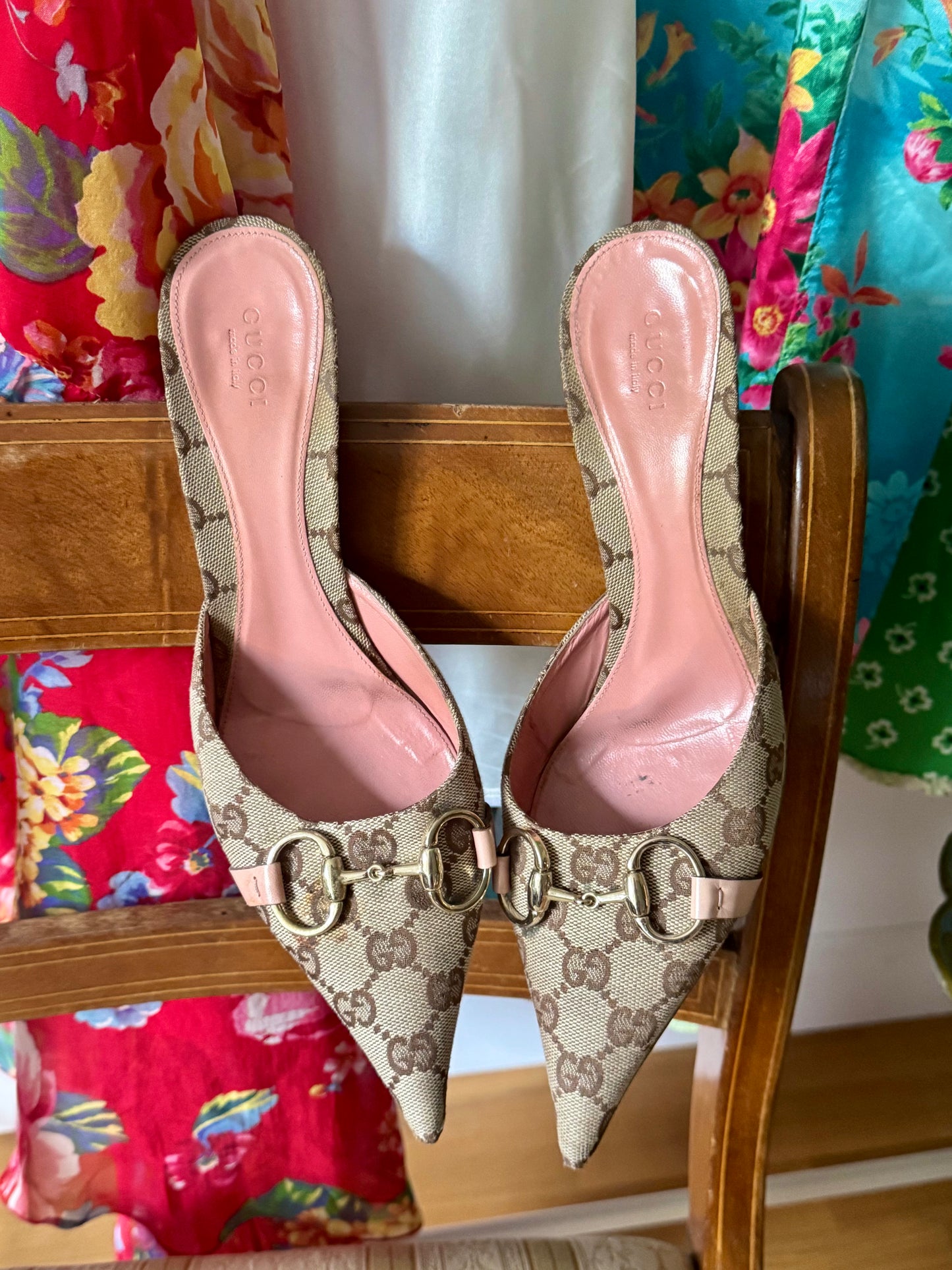 ICONIC Gucci by Tom Ford Monogram Horsebit Pink Mules (EU 39,5)