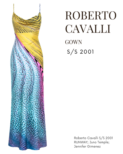 ☆ Roberto Cavalli S/S 2001 Illusion Maxi Dress Gown (M)