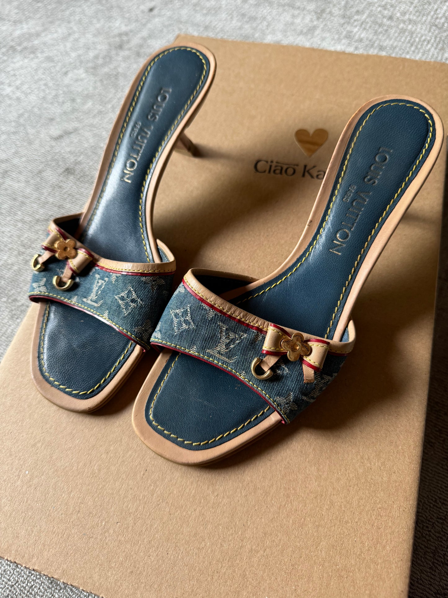 Louis Vuitton Denim Monogram Mules (EU 36)