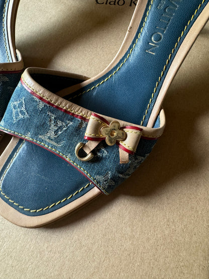 Louis Vuitton Denim Monogram Mules (EU 36)