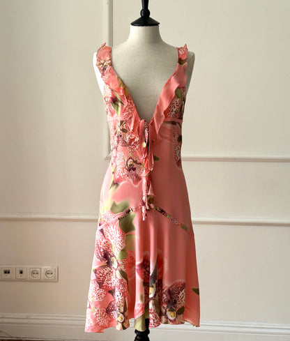 Roberto Cavalli Orchid Dress in Peach Spring / Summer 2004 (M)