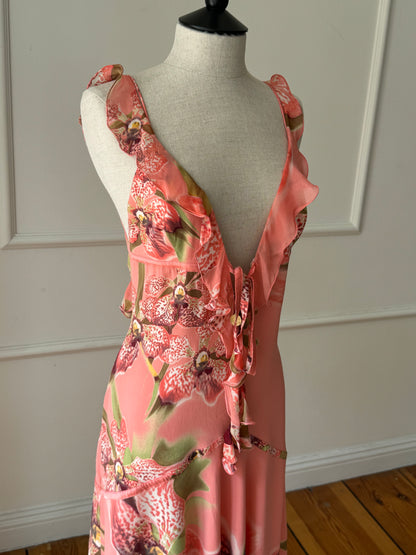 Roberto Cavalli Orchid Dress in Peach Spring / Summer 2004 (M)