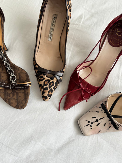 RARE Dior Burgundy 90s Bow Heels (EU 37)