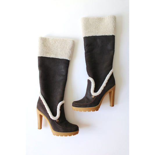 Dior Leather and Shearling Boots (EU 40)