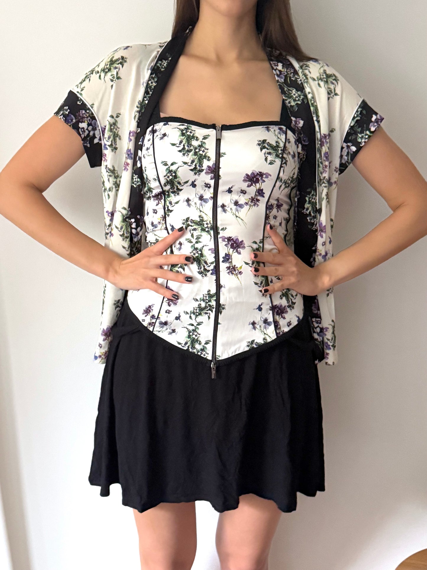 Blumarine Corset Top & Knit Twin Set in Violets (S-M)