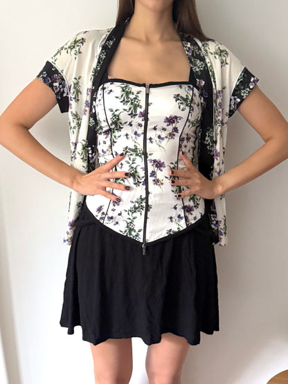 Blumarine Corset Top & Knit Twin Set in Violets (S-M)