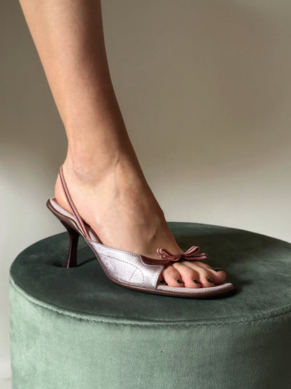 Prada Pink Bow Heels Slingbacks (EU 39)
