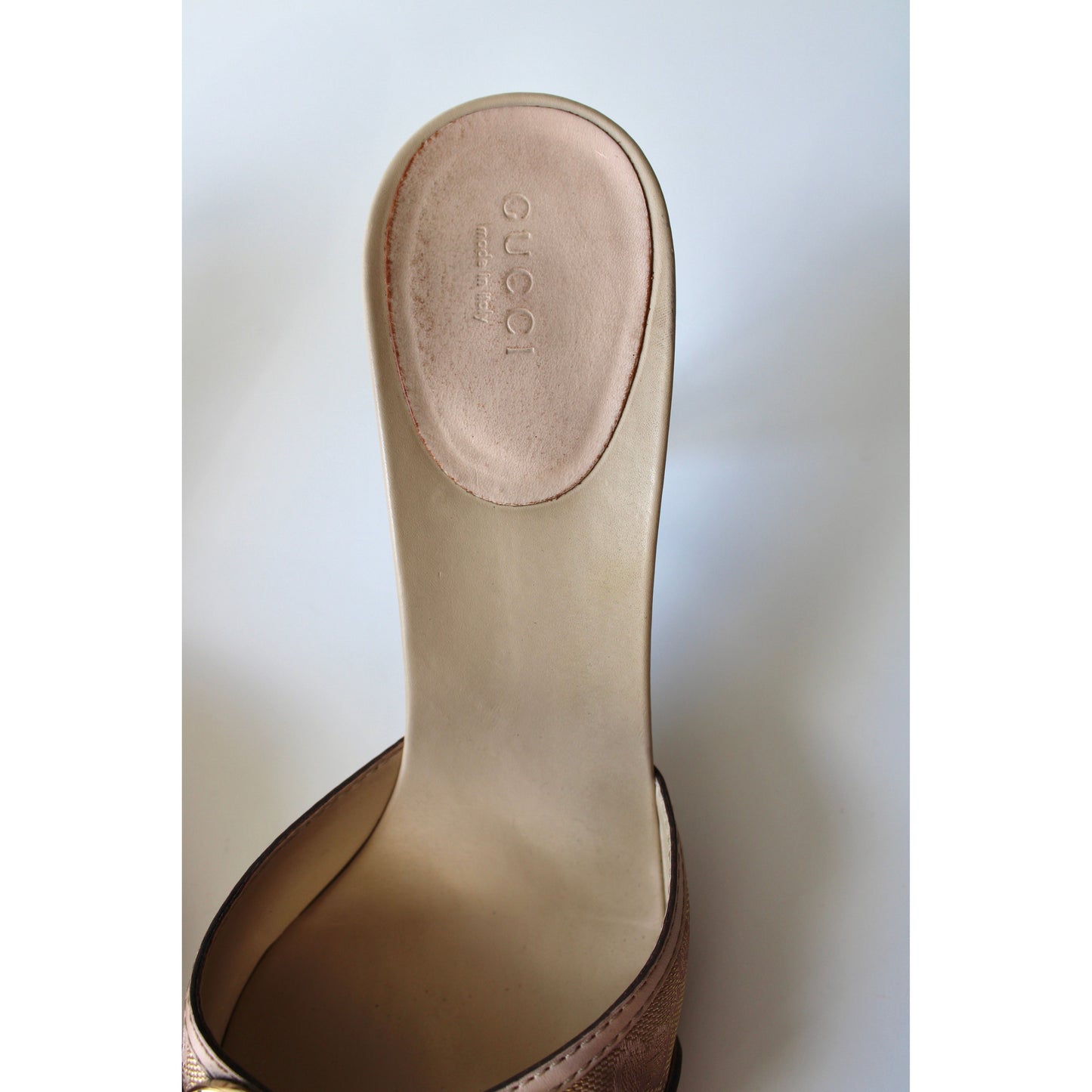 Vintage Gucci Horsebit Mules Beige and Gold (EU 39)