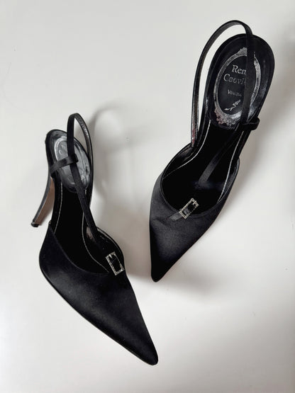 Rene Caovilla Vintage Bejeweled Black Pumps (EU 40)