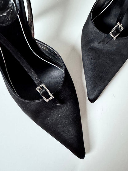 Rene Caovilla Vintage Bejeweled Black Pumps (EU 40)