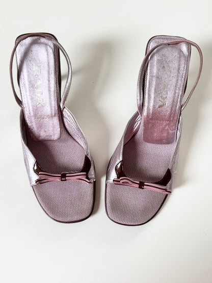 Prada Pink Bow Heels Slingbacks (EU 39)