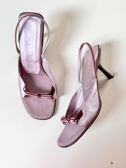 Prada Pink Bow Heels Slingbacks (EU 39)