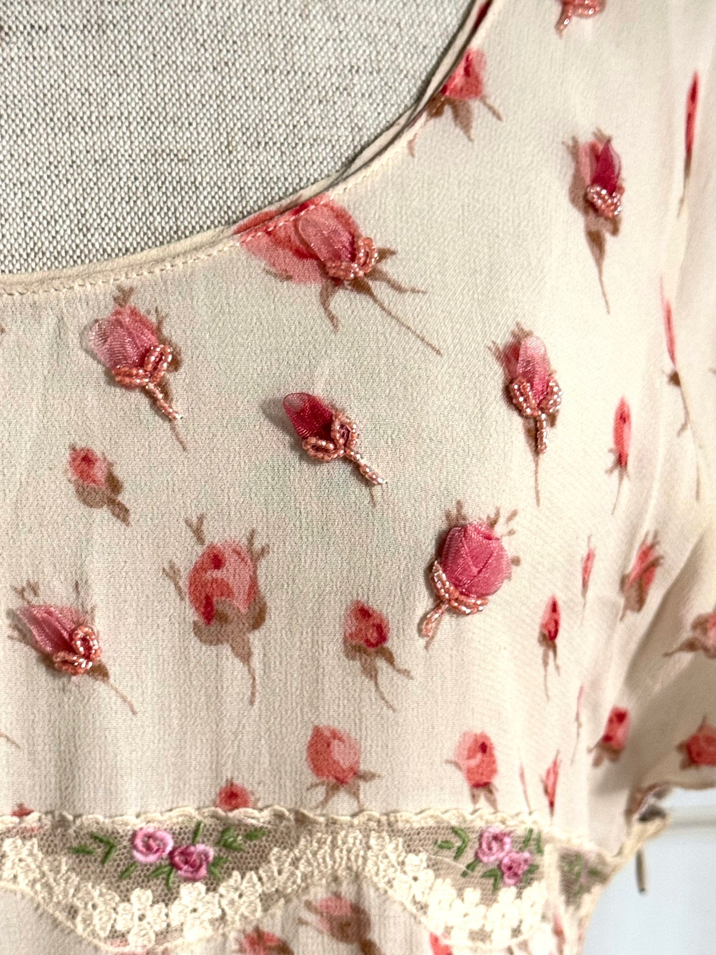 ICONIC Blumarine Spring / Summer 2000 Floral Silk Dress (M)