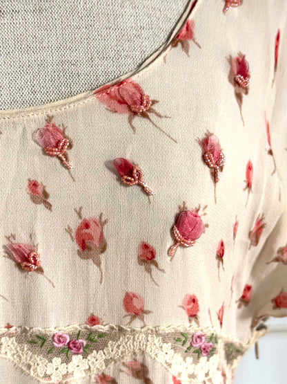 ICONIC Blumarine Spring / Summer 2000 Floral Silk Dress (M)