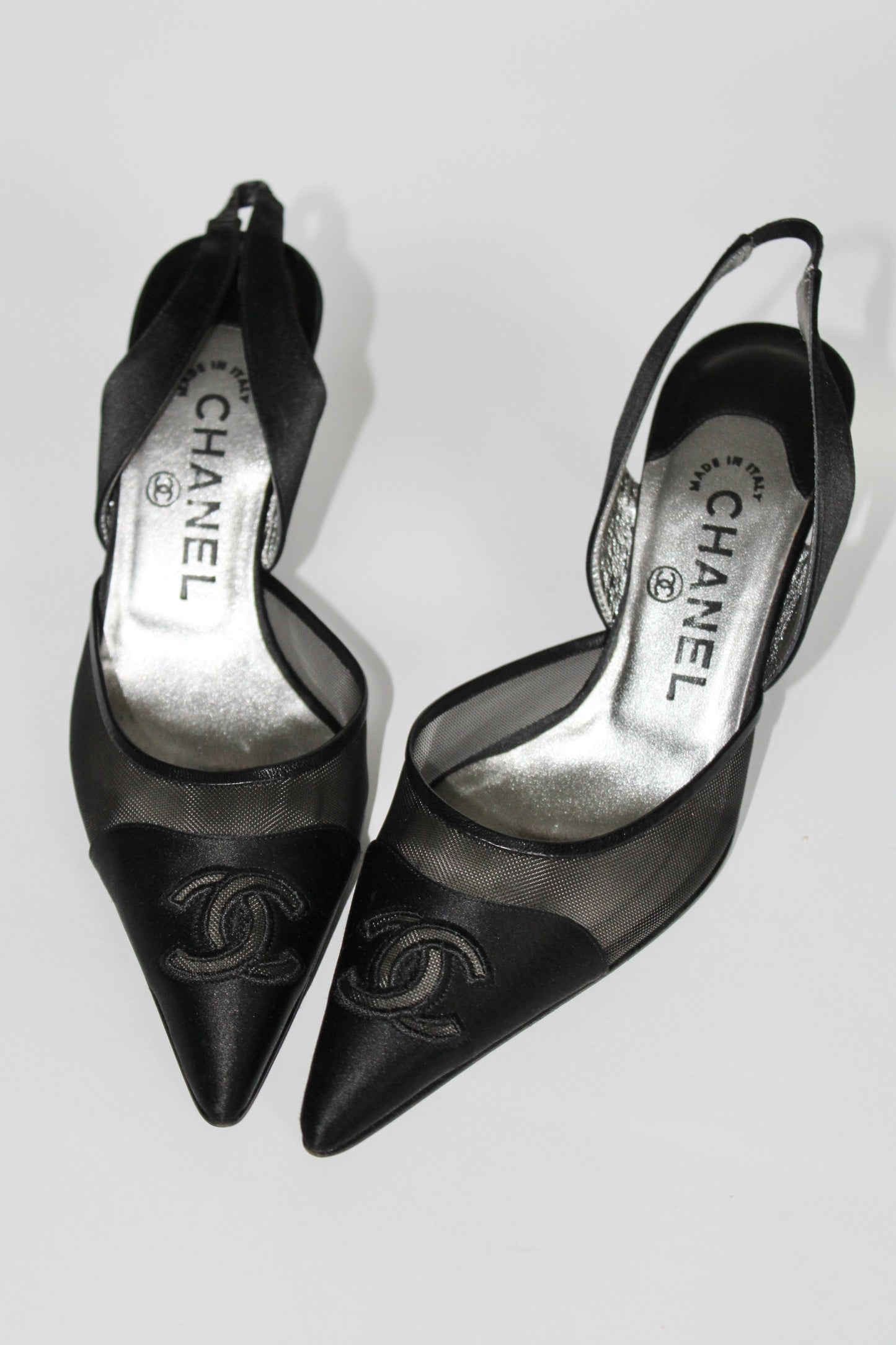 ICONIC Chanel Vintage Mesh Slingback Heels in Black (EU 36,5)