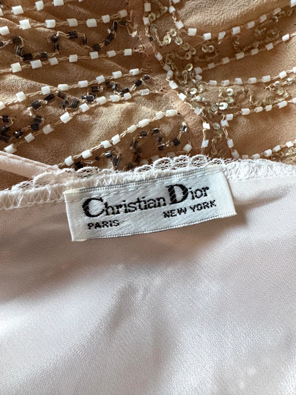 Vintage Christian Dior Pink Top & Blumarine Beaded Sequin Skirt Set (M)