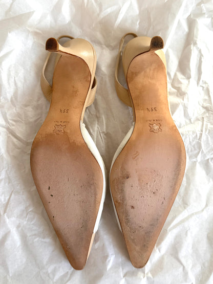 Manolo Blahnik Vintage Eyelet Heels In Beige & Ecru (EU 39,5)