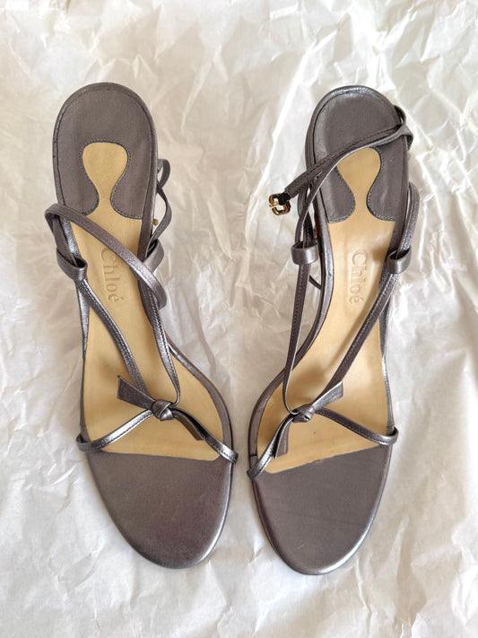 Chloe Vintage Metallic Sandals Heels (EU 40 / 40.5)
