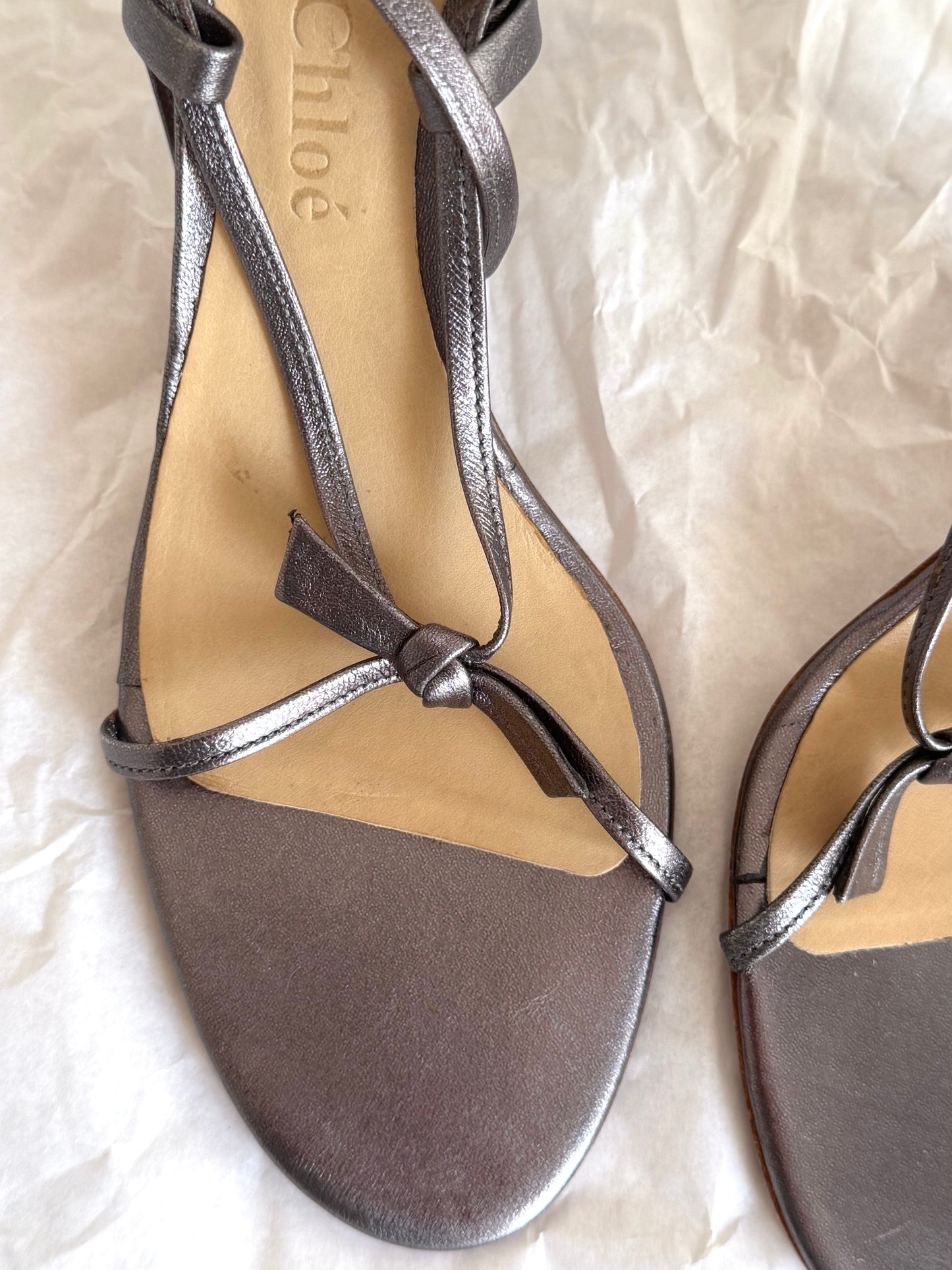 Chloe Vintage Metallic Sandals Heels (EU 40 / 40.5)