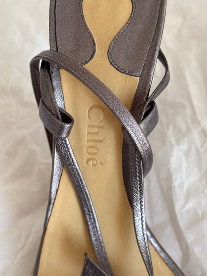 Chloe Vintage Metallic Sandals Heels (EU 40 / 40.5)