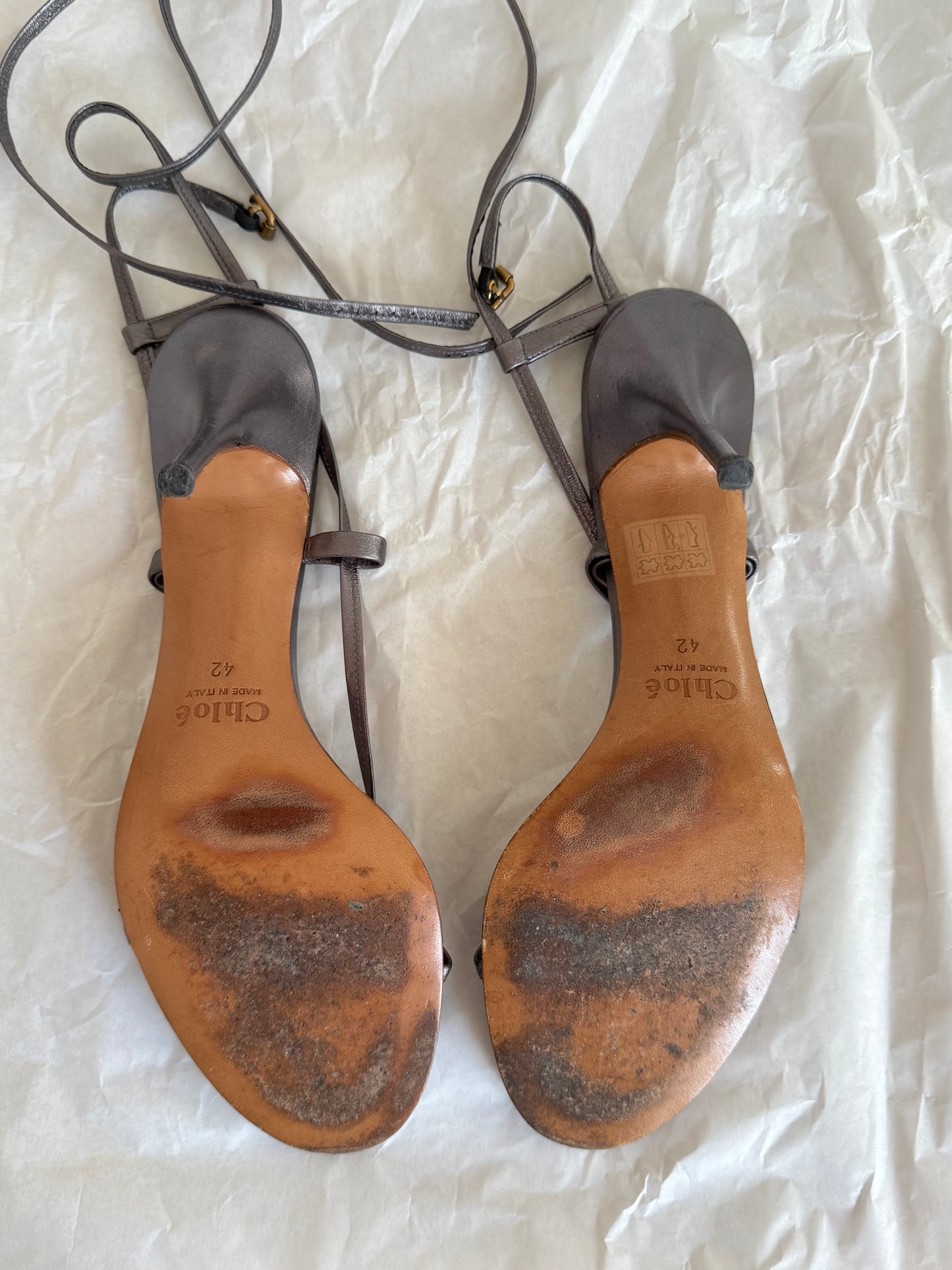 Chloe Vintage Metallic Sandals Heels (EU 40 / 40.5)