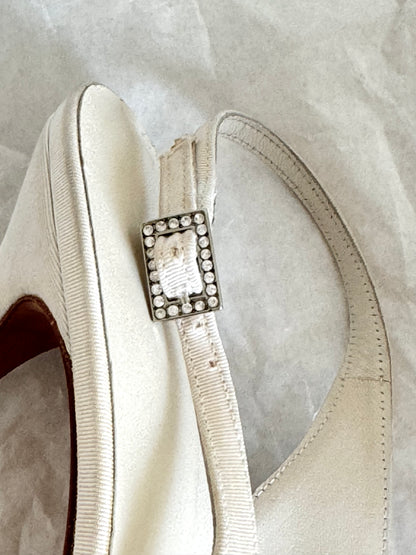 Vera Wang Vintage Embroidered & Beaded Bridal Off-White Heels (EU 40 / 40,5)