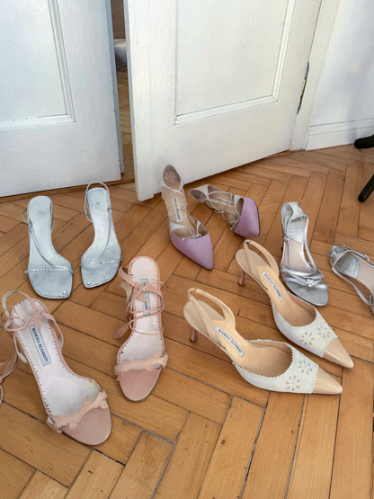 Dior Vintage Strappy Silver Bejeweled Heels (EU 37)