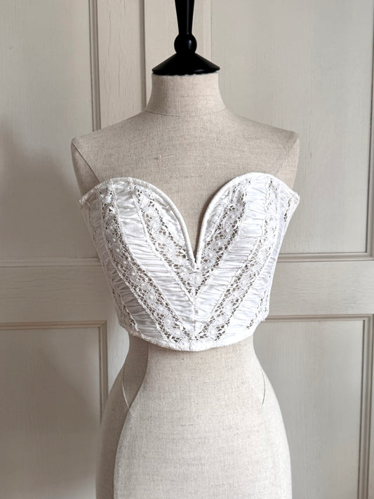 La Perla 90s Vintage White Lace Corset Bridal (S)