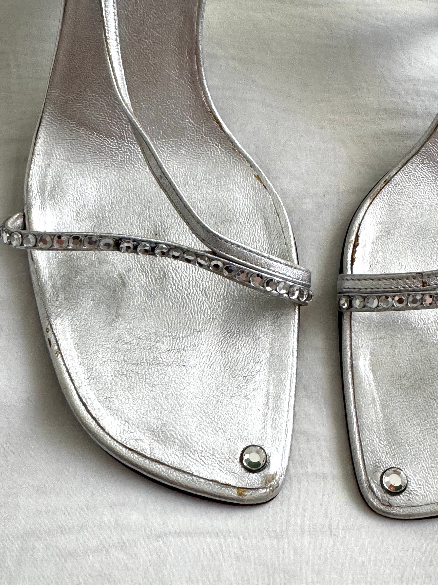 Celine Vintage Silver Rhinestone Sandals (EU 38,5)