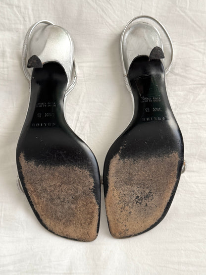 Celine Vintage Silver Rhinestone Sandals (EU 38,5)