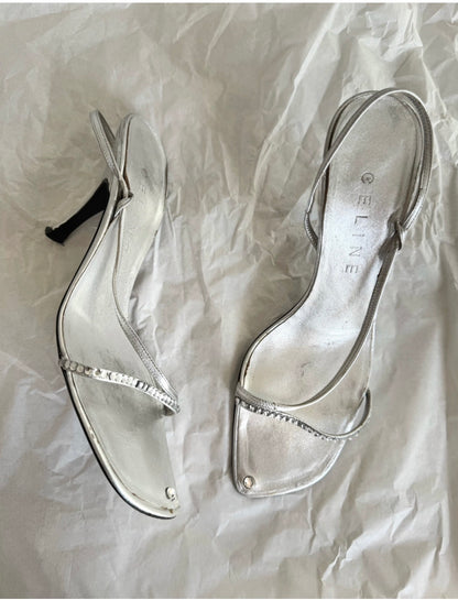 Celine Vintage Silver Rhinestone Sandals (EU 38,5)
